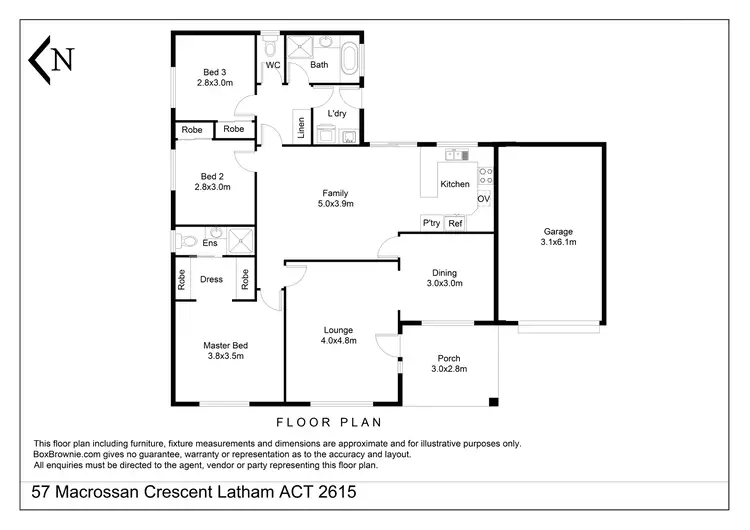 Floorplan of Homely house listing, 57 Macrossan Crescent, Latham ACT 2615