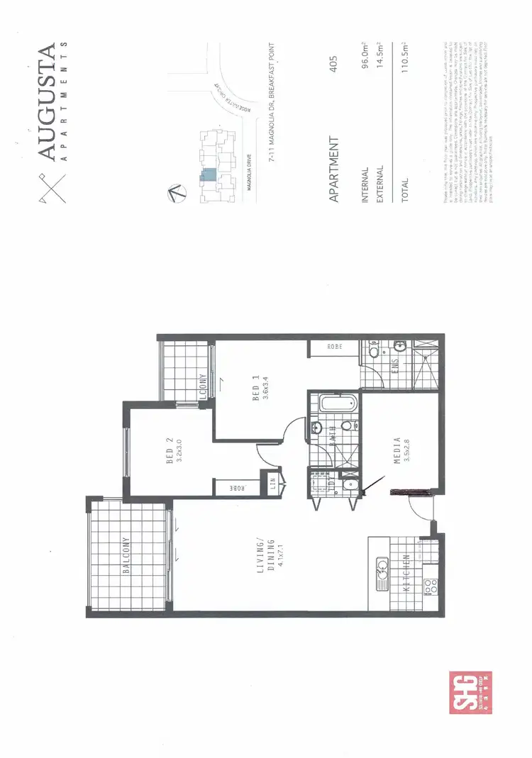 Floorplan of Homely apartment listing, 405/7-11 Magnolia Drive, Breakfast Point NSW 2137