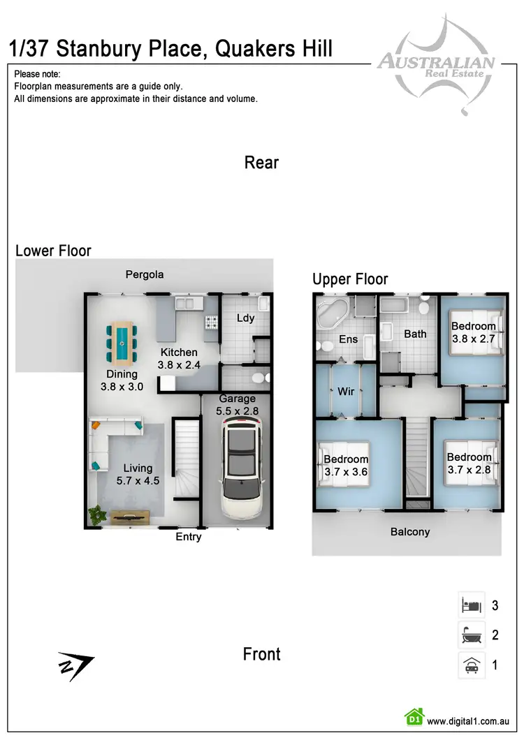 Floorplan of Homely townhouse listing, 1/37 Stanbury Place, Quakers Hill NSW 2763