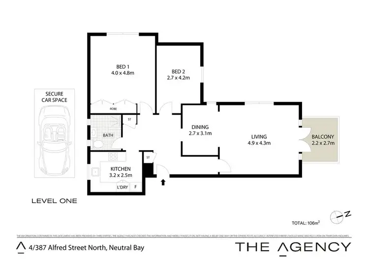 Floorplan of Homely unit listing, 4/387 Alfred Street North, Neutral Bay NSW 2089