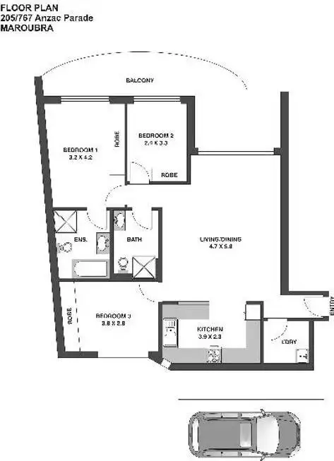 Floorplan of Homely apartment listing, 205/767-771 Anzac Parade, Maroubra NSW 2035