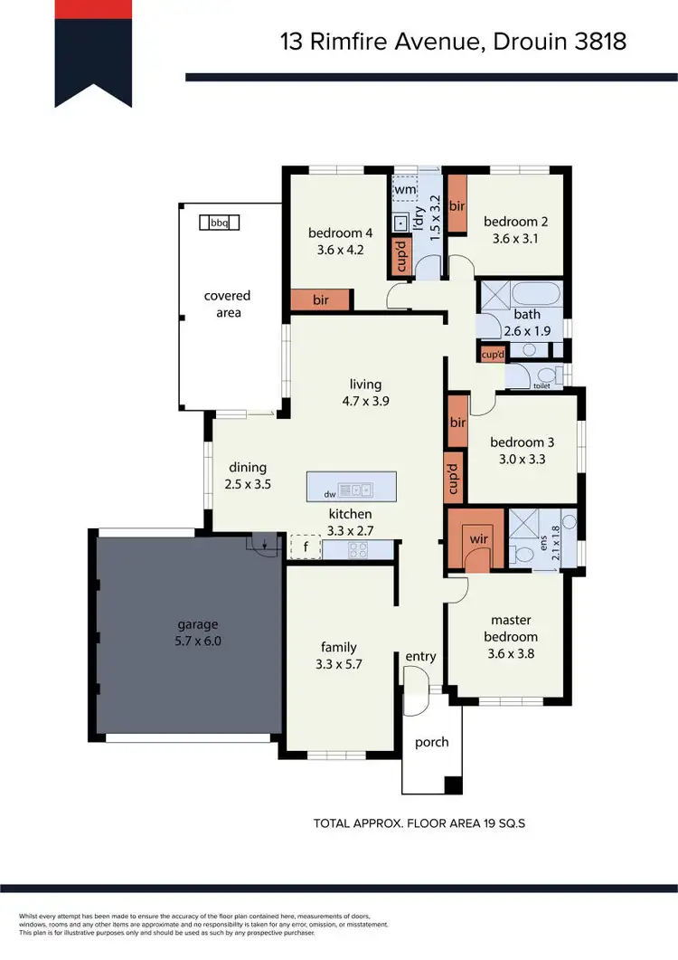 Floorplan of Homely house listing, 13 Rimfire Avenue, Drouin VIC 3818
