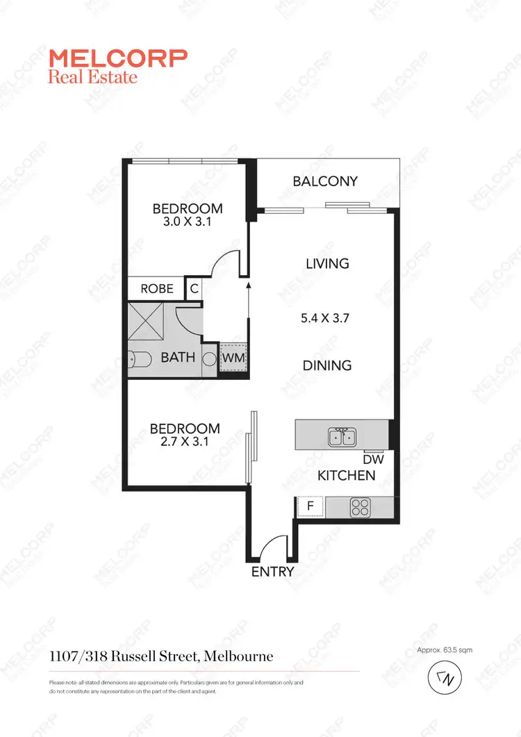 Floorplan of Homely apartment listing, 1107/318 Russell Street, Melbourne VIC 3000