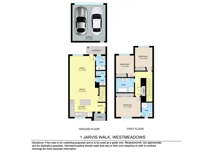 Floorplan of Homely townhouse listing, 1 Jarvis Walk, Westmeadows VIC 3049