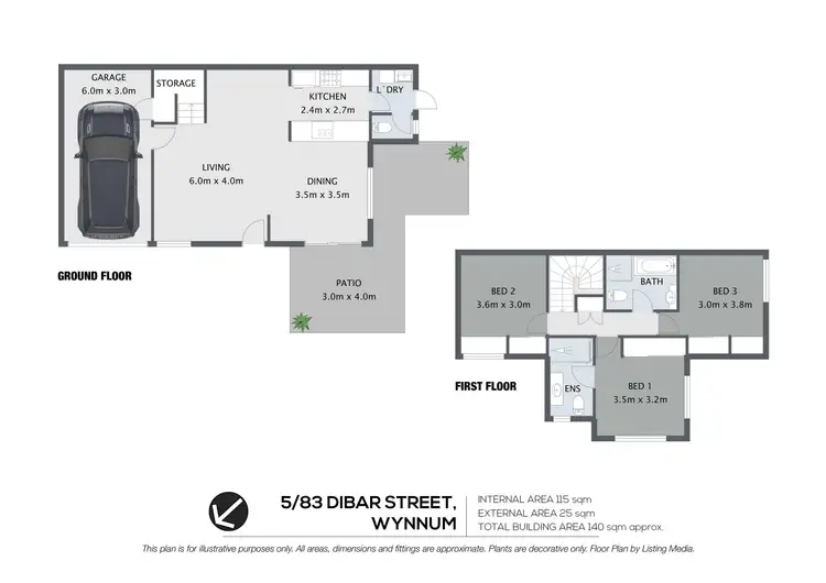 Floorplan of Homely townhouse listing, 5/83 Dibar Street, Wynnum QLD 4178