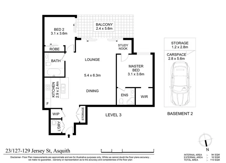 Floorplan of Homely apartment listing, 23/127 Jersey Street, Asquith NSW 2077