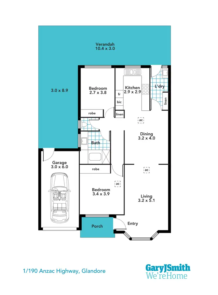 Floorplan of Homely unit listing, 1/190 Anzac Highway, Glandore SA 5037