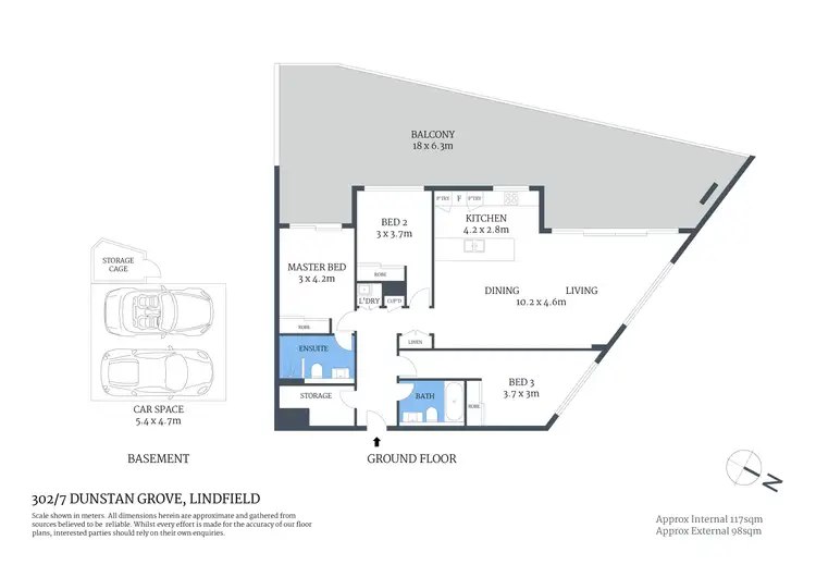 Floorplan of Homely apartment listing, 302/7 Dunstan Grove, Lindfield NSW 2070