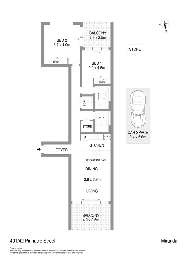 Floorplan of Homely apartment listing, 401/42 Pinnacle Street, Miranda NSW 2228