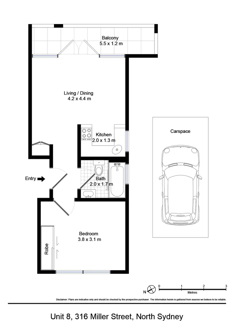 Floorplan of Homely unit listing, 8/316 Miller Street, North Sydney NSW 2060