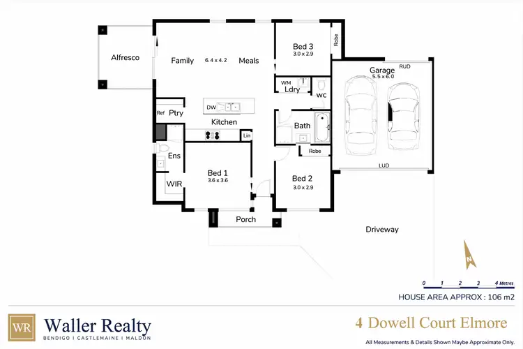 Floorplan of Homely house listing, 4 Dowell Court, Elmore VIC 3558