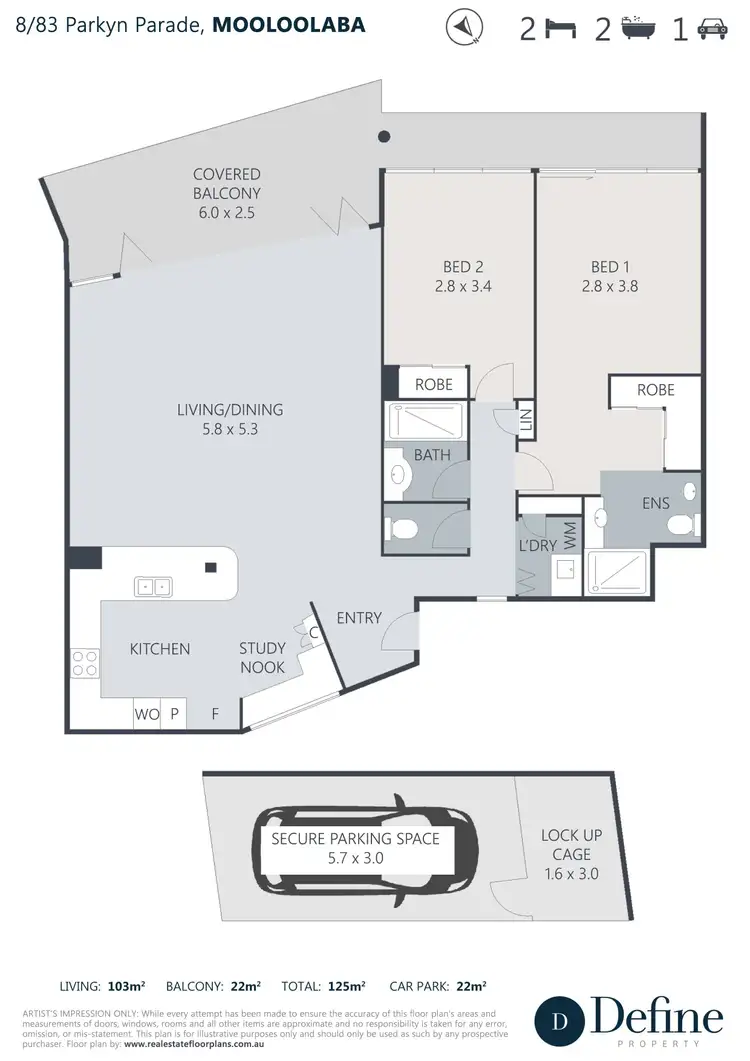 Floorplan of Homely apartment listing, 8/83 Parkyn Parade, Mooloolaba QLD 4557