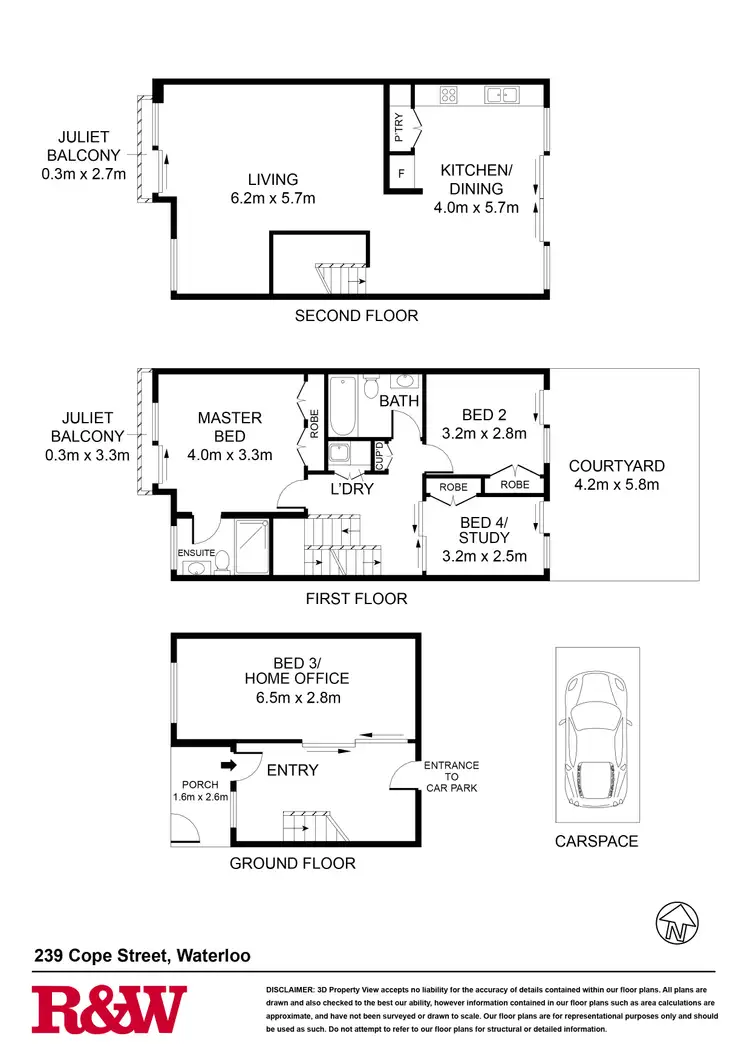 Floorplan of Homely townhouse listing, 239 Cope Street, Waterloo NSW 2017