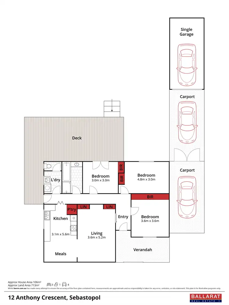 Floorplan of Homely house listing, 12 Anthony Crescent, Sebastopol VIC 3356