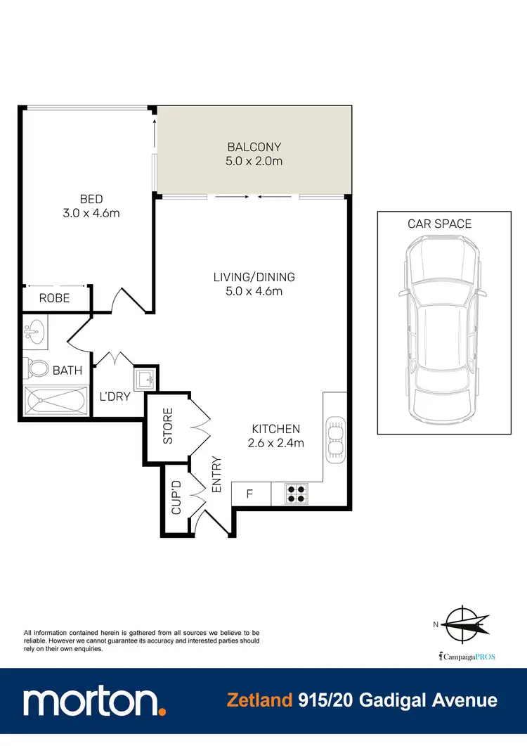 Floorplan of Homely apartment listing, 915/20 Gadigal Avenue, Zetland NSW 2017