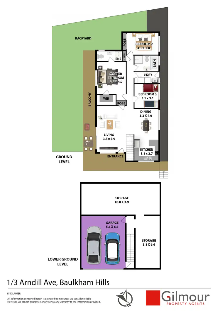 Floorplan of Homely townhouse listing, 1/3-9 Arndill Avenue, Baulkham Hills NSW 2153