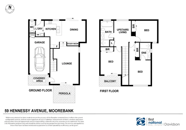 Floorplan of Homely semi-detached listing, 59 Hennessy Avenue, Moorebank NSW 2170