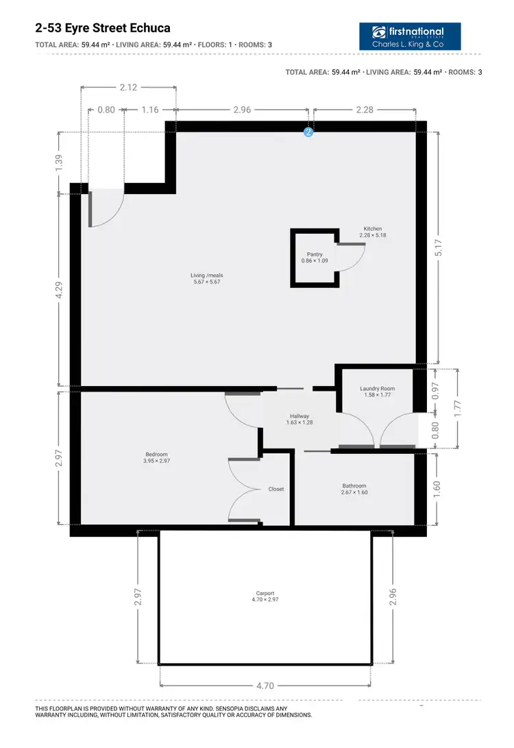 Floorplan of Homely unit listing, 2/53 Eyre Street, Echuca VIC 3564