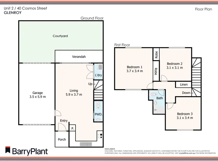 Floorplan of Homely townhouse listing, 2/40 Cosmos Street, Glenroy VIC 3046