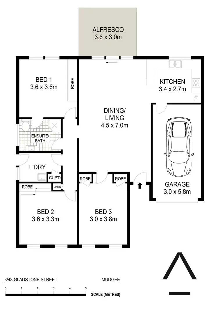 Floorplan of Homely unit listing, 3/43 Gladstone Street, Mudgee NSW 2850