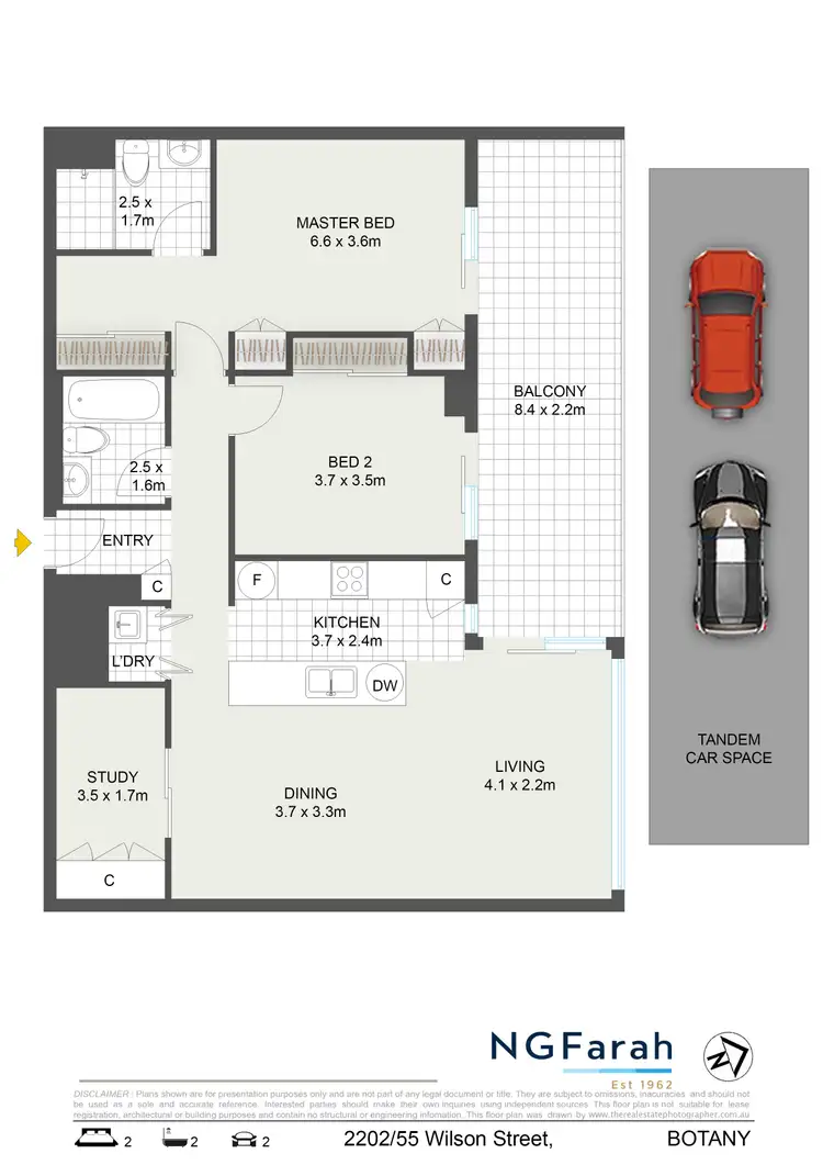 Floorplan of Homely unit listing, 2402/55 Wilson Street, Botany NSW 2019