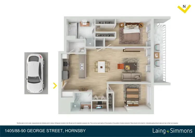 Floorplan of Homely unit listing, 1405/88-90 George Street, Hornsby NSW 2077