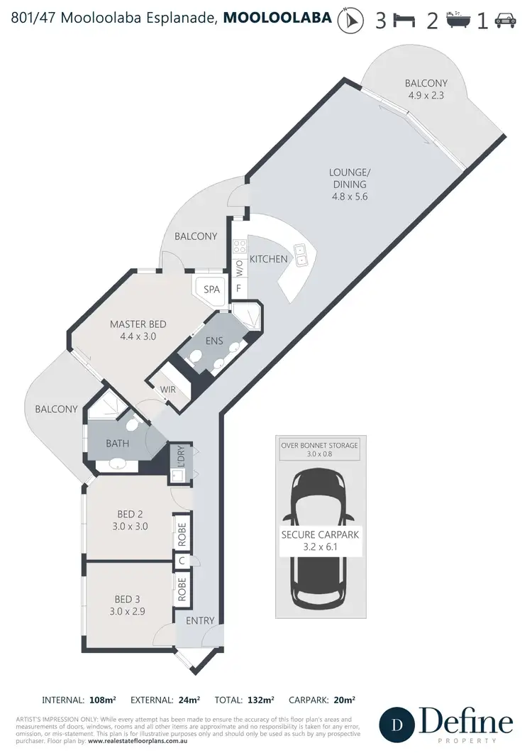 Floorplan of Homely apartment listing, 801/47-51 Mooloolaba Esplanade, Mooloolaba QLD 4557
