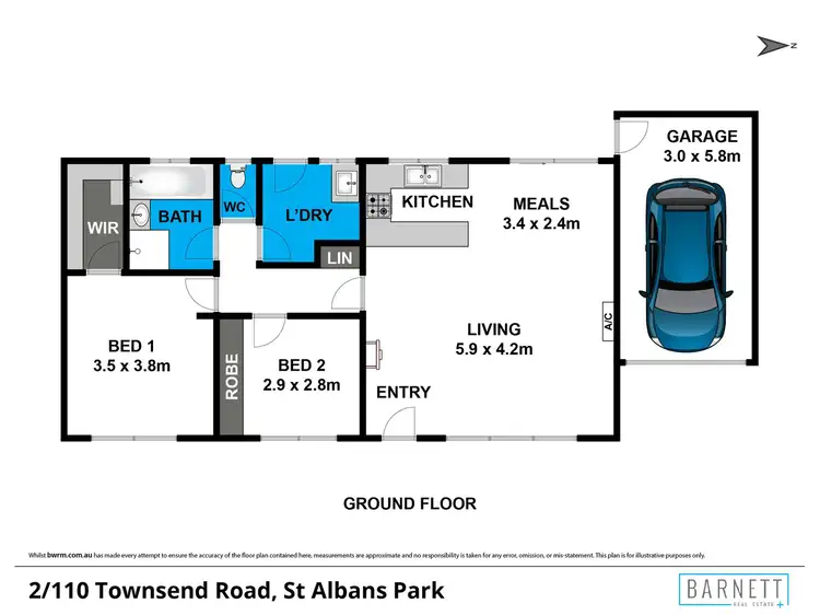 Floorplan of Homely unit listing, 2/110 Townsend Road, St Albans Park VIC 3219