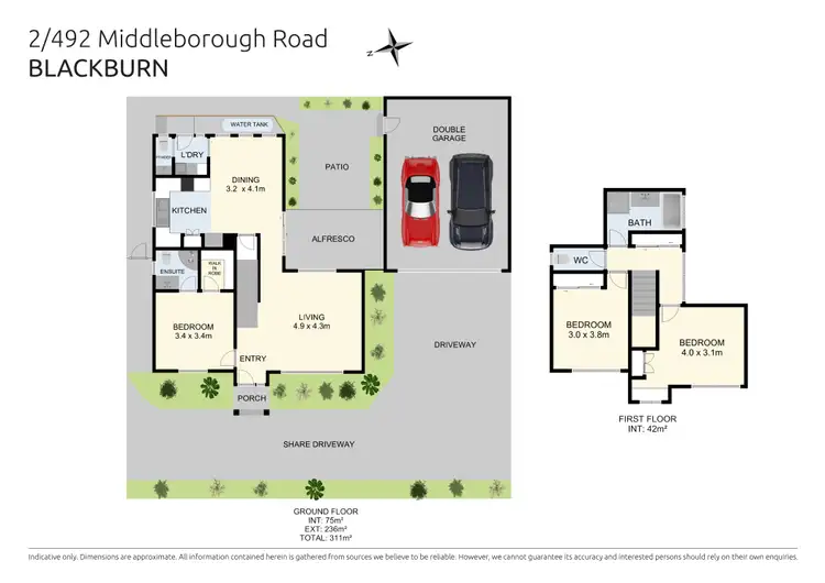 Floorplan of Homely townhouse listing, 2/492 Middleborough Road, Blackburn VIC 3130