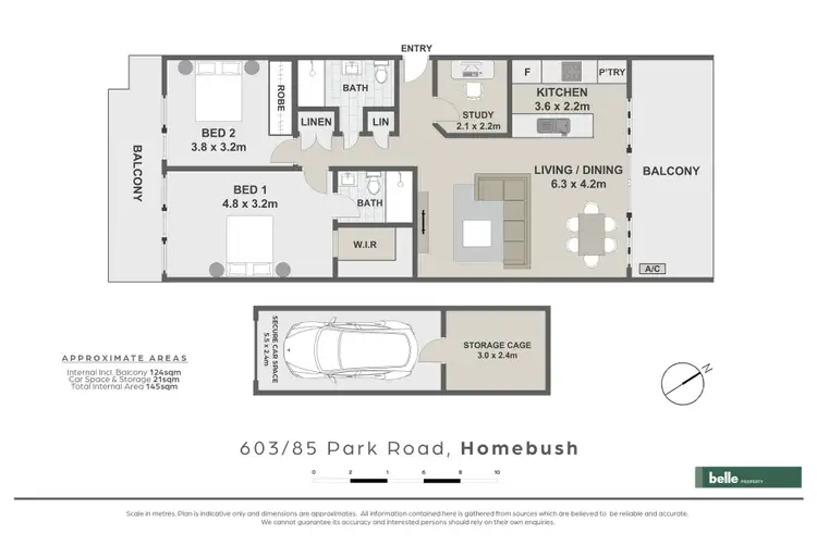 Floorplan of Homely unit listing, 603/85 Park Road, Homebush NSW 2140