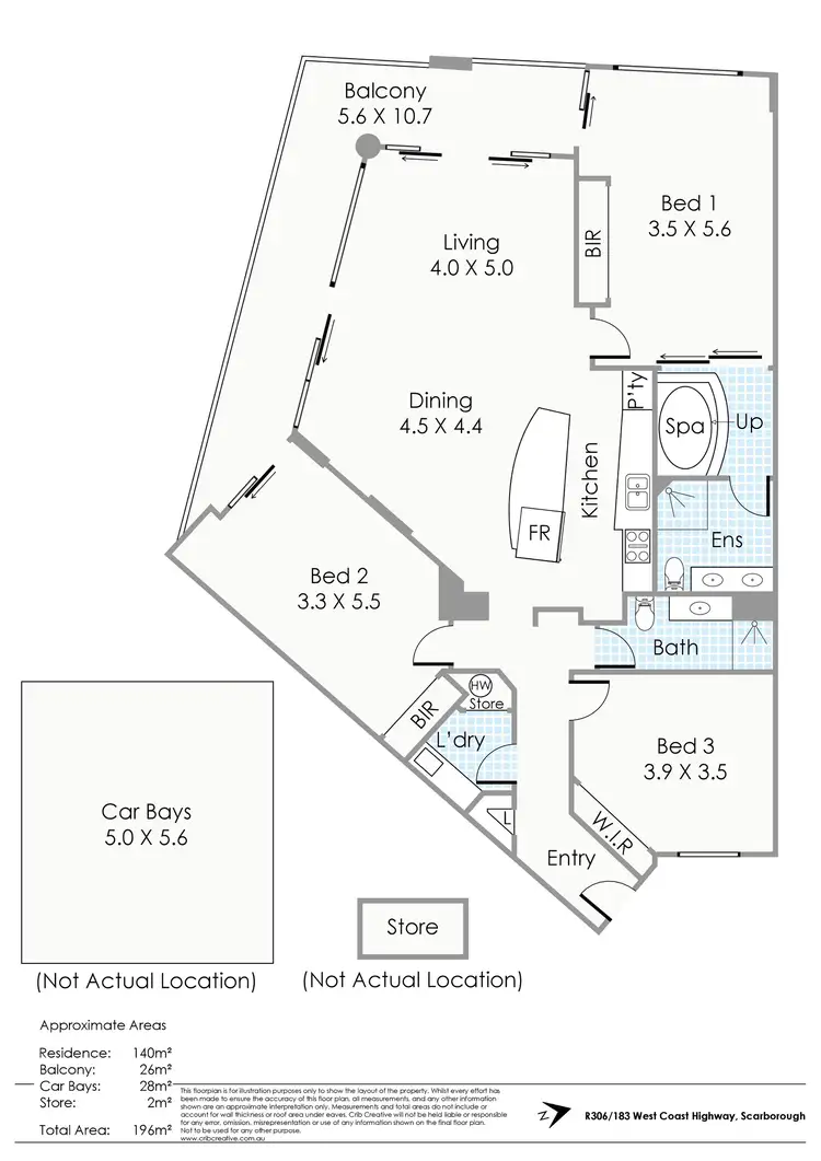 Floorplan of Homely apartment listing, R306/183 West Coast Highway, Scarborough WA 6019