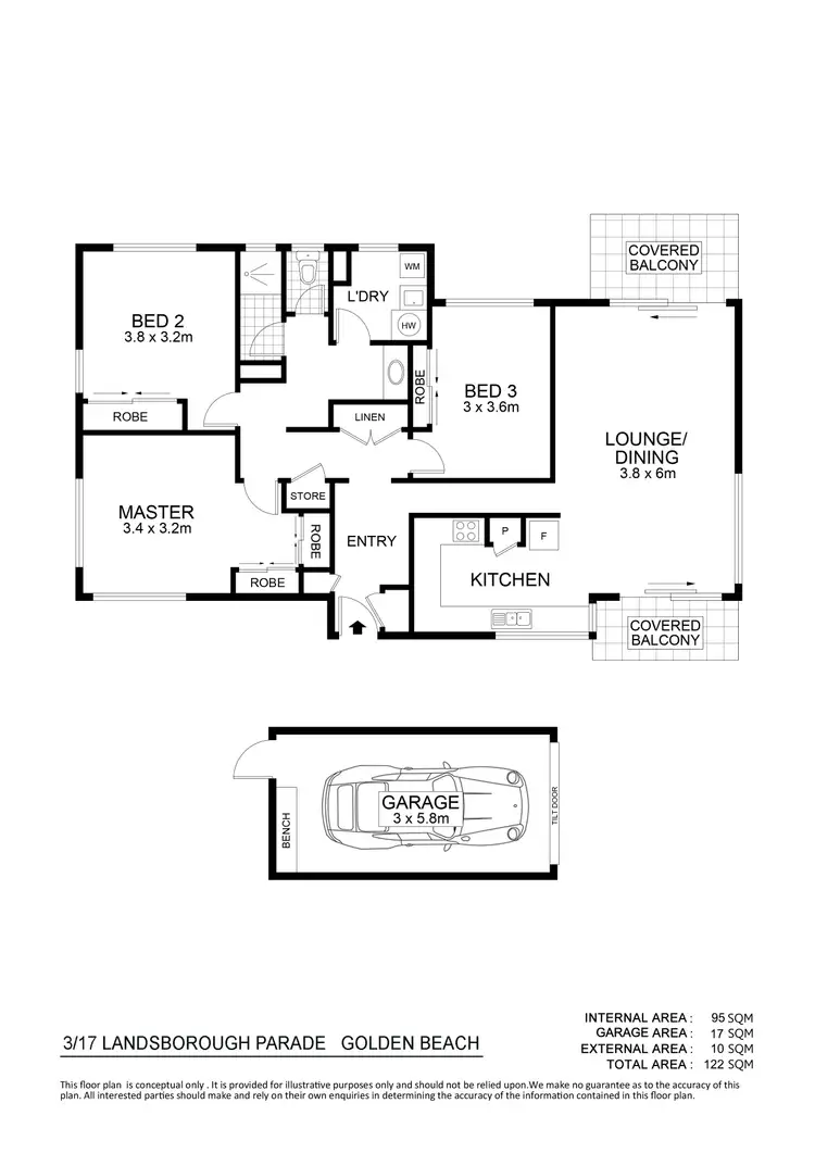 Floorplan of Homely unit listing, 3/17 Landsborough Parade, Golden Beach QLD 4551