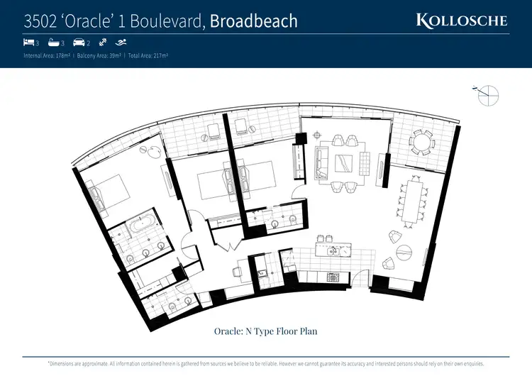Floorplan of Homely apartment listing, 3502/1 Oracle Boulevard, Broadbeach QLD 4218