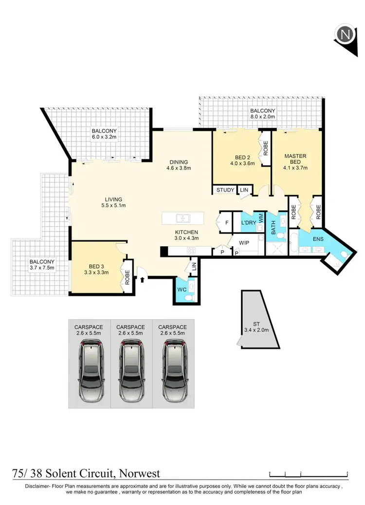 Floorplan of Homely apartment listing, 75/38 Solent Circuit, Norwest NSW 2153