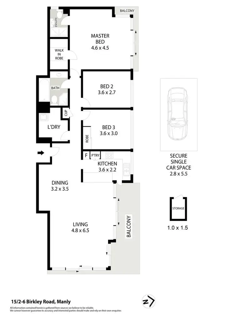 Floorplan of Homely apartment listing, 15/2-6 Birkley Road, Manly NSW 2095