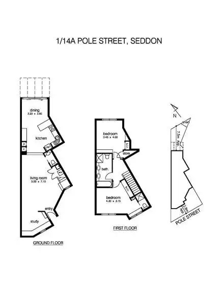Floorplan of Homely townhouse listing, 1/14A Pole Street, Seddon VIC 3011