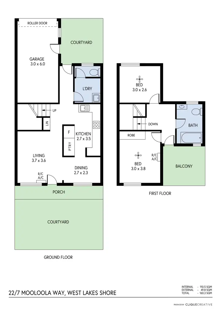 Floorplan of Homely townhouse listing, 22/7 Mooloola Way, West Lakes Shore SA 5020