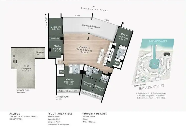 Floorplan of Homely apartment listing, 1302/323 Bayview Street, Hollywell QLD 4216