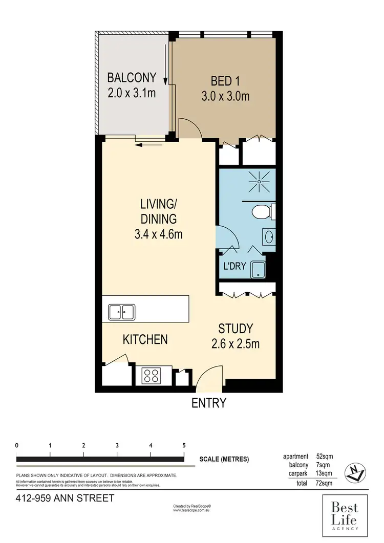 Floorplan of Homely apartment listing, 412/959 Ann Street, Fortitude Valley QLD 4006