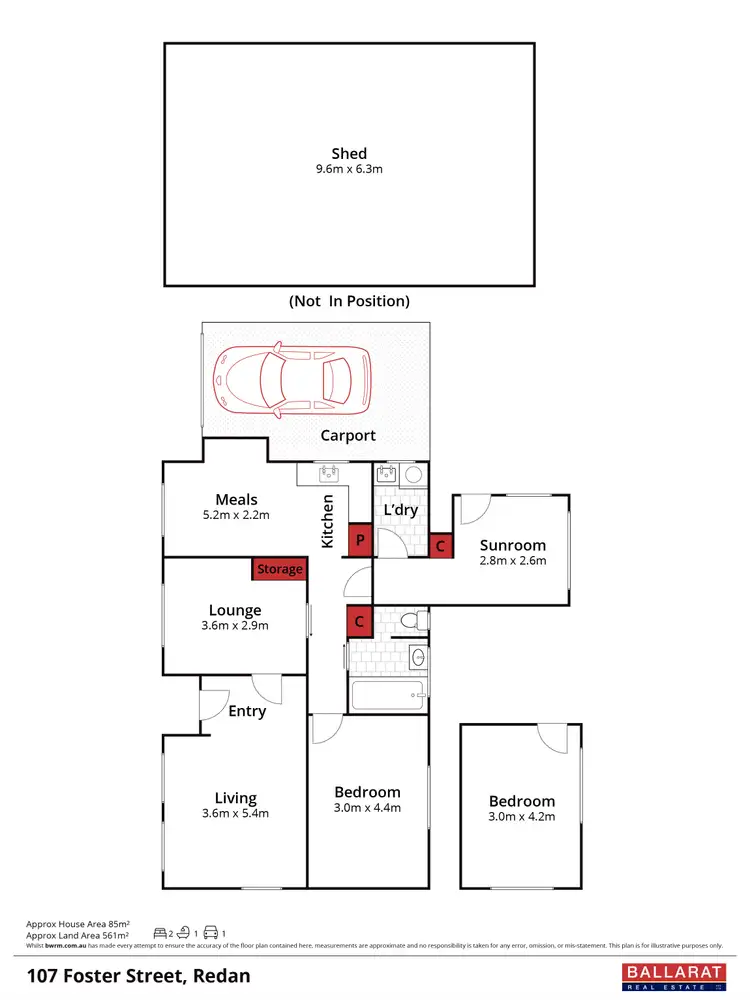 Floorplan of Homely house listing, 107 Foster Street, Redan VIC 3350