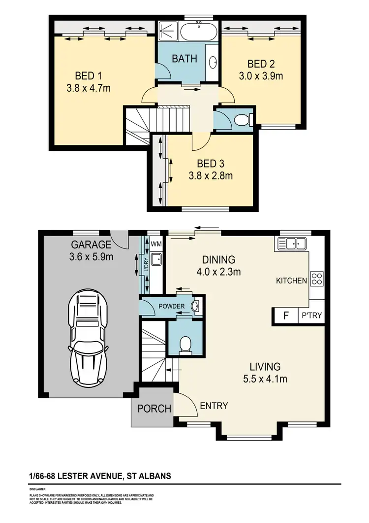 Floorplan of Homely townhouse listing, 1/66-68 Lester Avenue, St Albans VIC 3021