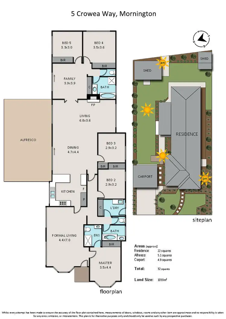 Floorplan of Homely house listing, 5 Crowea Way, Mornington VIC 3931