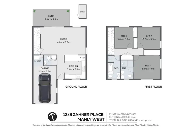 Floorplan of Homely townhouse listing, 13/8 Zahner Place, Manly West QLD 4179