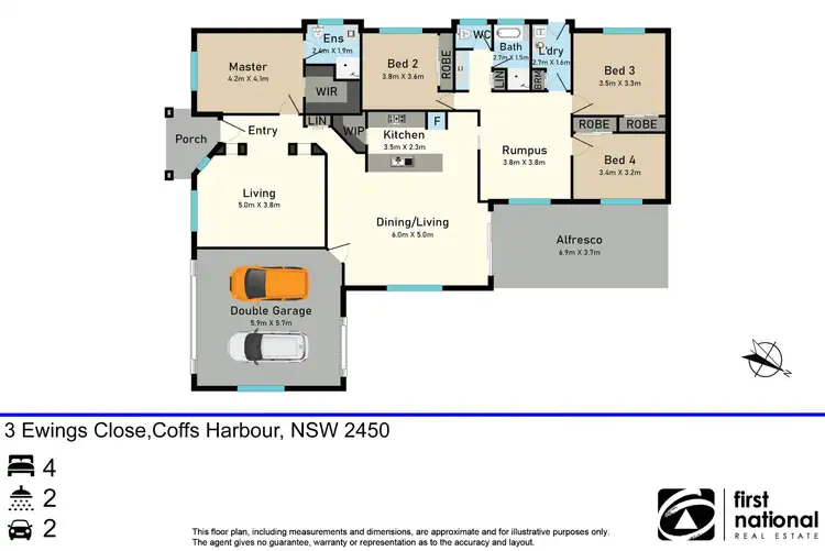 Floorplan of Homely house listing, 3 Ewings Close, Coffs Harbour NSW 2450