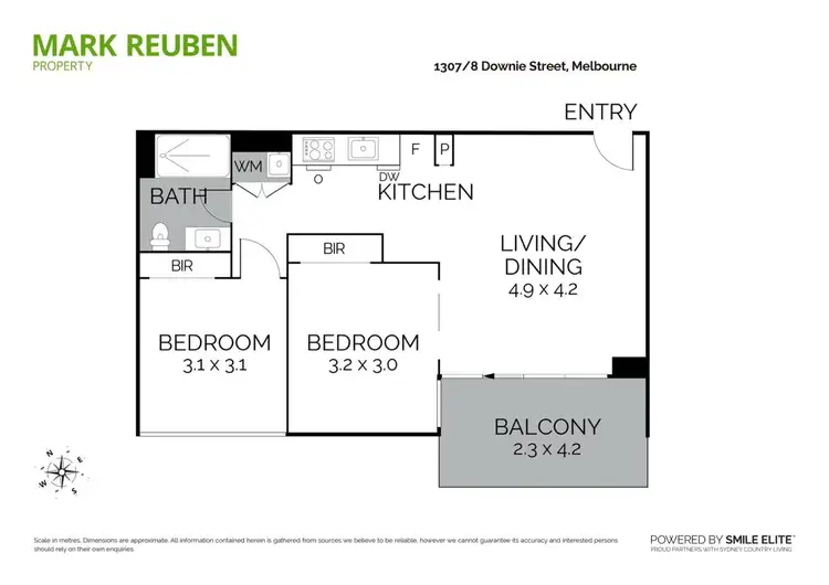 Floorplan of Homely apartment listing, 1307/8 Downie Street, Melbourne VIC 3000