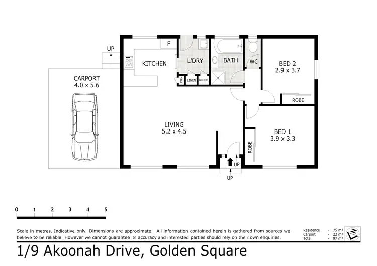 Floorplan of Homely unit listing, 1/9 Akoonah Drive, Golden Square VIC 3555
