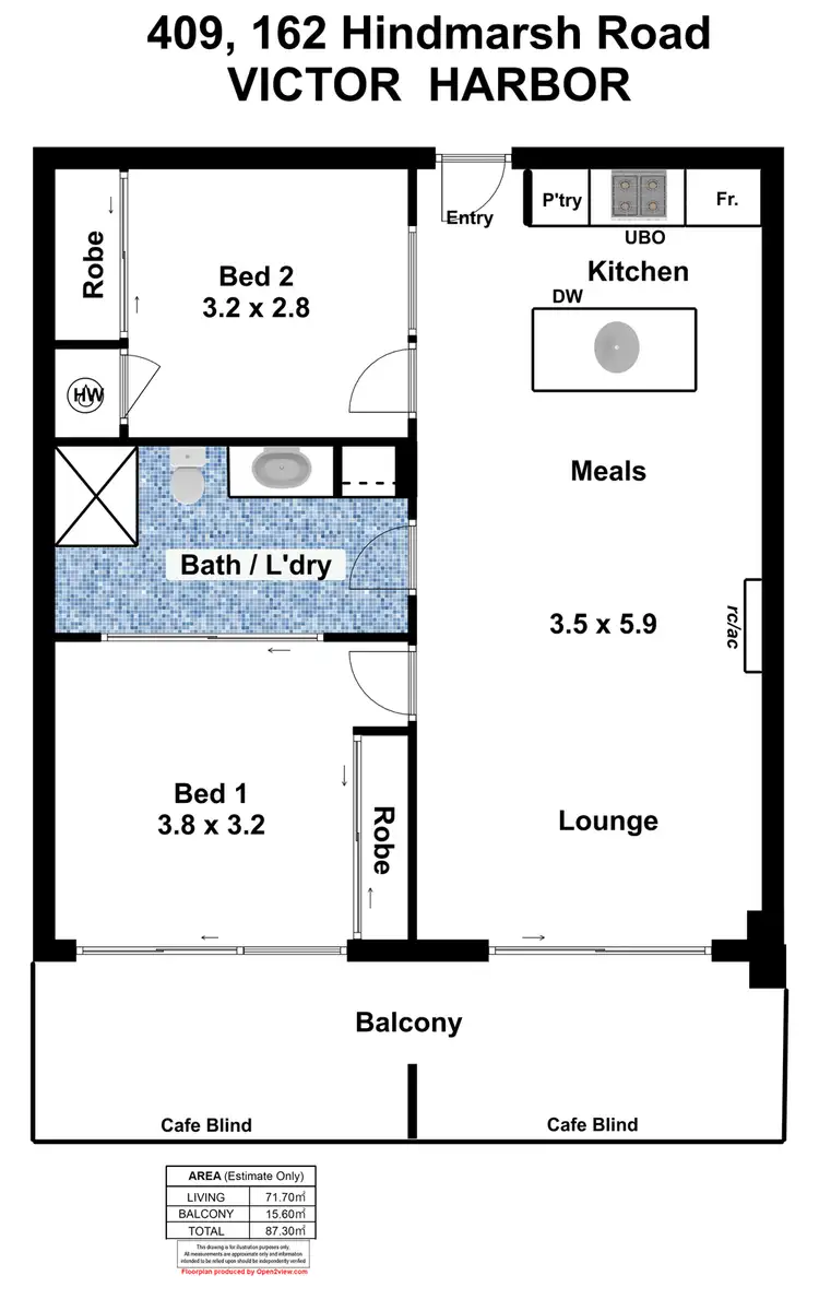 Floorplan of Homely apartment listing, 409/162 Hindmarsh Road, Victor Harbor SA 5211