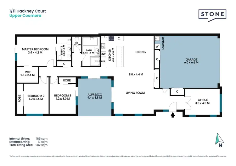 Floorplan of Homely semi-detached listing, 1/11 Hackney Court, Upper Coomera QLD 4209