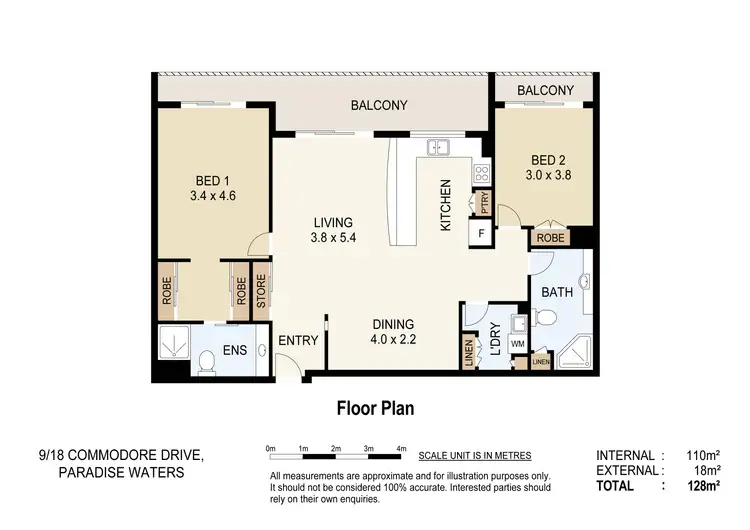 Floorplan of Homely apartment listing, 9/18 Commodore Drive, Surfers Paradise QLD 4217