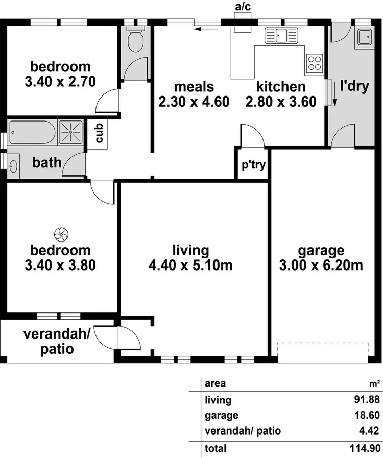 Floorplan of Homely unit listing, 1/1 Coora Road, Salisbury North SA 5108